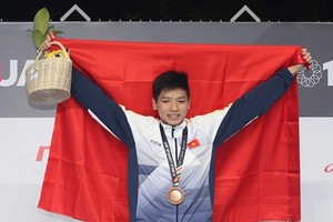 2017年東南亞錦標賽中表現出色的阮友金山游泳健將。