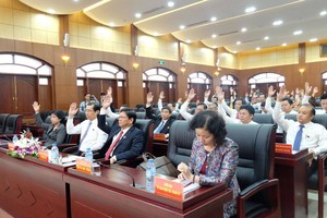 會上，全部出席峴港市人民議會代表已通過表決形式同意罷免阮春英的市人民議會代表及市人民議會主席職稱。