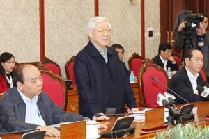 阮富仲總書記在會上發言。