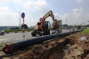 舊邑郡黎德壽街排水工程正在修建。