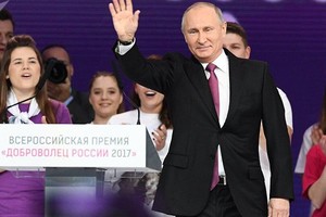 普京總統與支持者。