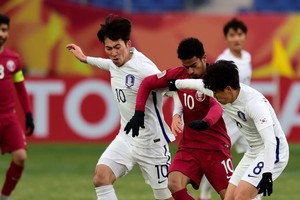 韓國-卡塔爾比賽一瞥。