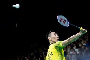 李宗偉在比賽中回球。