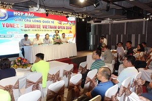 越南國際羽毛球公開賽新聞發佈會場景。