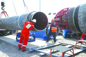 北溪天然氣管道二線項目施工現場。