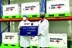 昨日澳大利亞援助疫苗已經運抵新山一機場。