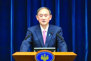 日本首相菅義偉內閣支持率下滑。