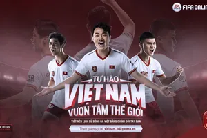 Công Phượng (trái), Xuân Trường (giữa) và Quang Hải trong phiên bản game FIFA Online 4