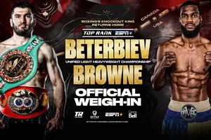 Hình ảnh quảng bá trận Beterbiev vs Browne