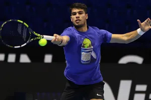 Alcaraz trong buổi tập đầu tiên ở 