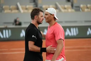 Nadal trong buổi tập mới đây với Wawrinka