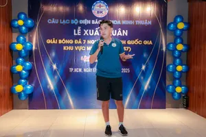 HLV Nguyễn Tuấn Phong trong buổi Lễ xuất quân của Điện Bách Khoa Ninh Thuận