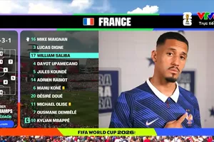 Saliba trong trận đấu với Morocco