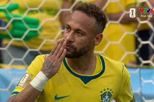 Neymar sau khi ghi bàn vào lưới Na Uy
