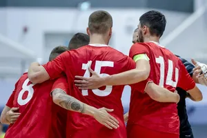 Tuyển futsal Nga ăn mừng chiến thắng (Ảnh: RFU)