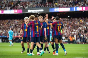 Barcelona ăn mừng chiến thắng (Ảnh: THX)