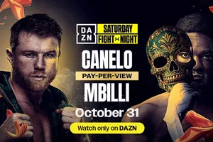 Hình ảnh quảng bá trận Canelo vs Mbilli của DAZN