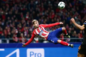 Pha ghi bàn tuyệt đẹp của Antoine Griezmann (Atletico) vào lưới Roma đã làm sân Wanda nức lòng. Ảnh: Getty Images.