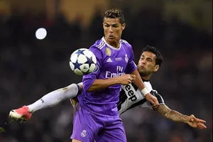 Ronaldo trong trận thắng Juventus ở chung kết Champions League mùa qua.