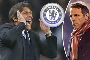 Báo chí Anh đồn rằng huyền tholại Zola sẽ đến tiếp quản Cjhelsea từ tay Antonio Conte (trái).