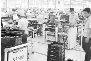 三星電子產品生產線一隅。