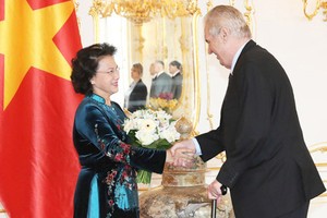 越南國會主席阮氏金銀會見捷克總統米洛什·澤曼。 （圖片來源：越通社）