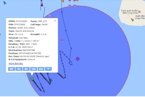 編號HP 09364 TS漁船發生碰撞事故的位置坐標圖。（圖源：互聯網）
