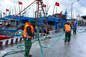 9月27日，炉门-滨水港口边防哨所（义安省边防部队）的干部和战士们协助渔民收拾渔具。