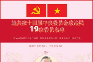 越南共产党第十四届中央委员会政治局19位委员名单