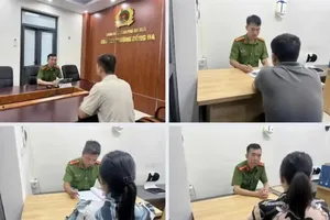 公安机关与若干相关人员开展讯问。图：河内公安