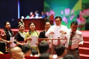 越南农民协会第九次全国代表大会选举新一届执委会。图：英诗