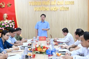 胡志明市市委常务副书记黎国峰在工作会议上发表讲话。图：越勇