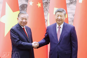 党中央总书记、国家主席苏林与中共中央总书记、国家主席习近平。图自越通社