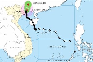  1号台风位置和路径。图：thoitietvietnam.gov.vn