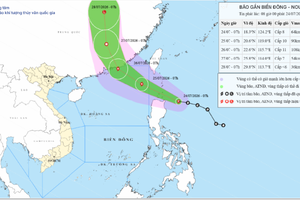 热带低气压已加强为台风，国际名称为“红霞”。图：nchmf.gov.vn
