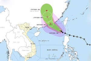  2号台风位置和路径。图：thoitietvietnam.gov.vn。