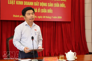 胡志明市国会代表团副团长武煌银发表讲话。图自越通社