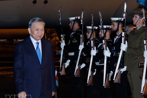 党中央总书记、国家主席苏林抵达悉尼，开始对澳大利亚进行国事访问。图自越通社