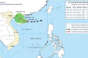 8月19日下午热带低气压位置。来源：国家气象水文预报中心