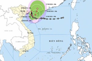 8月22日4号台风位置与路径。图：thoitietvietnam.gov.vn