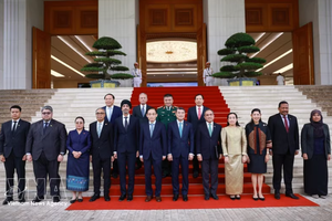 政府总理黎明兴与各位东盟国家驻越使大使和临时代办合影。图自越通社