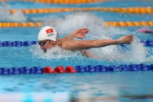 Nguyễn Thị Ánh Viên trong phần thi 400m hỗn hợp cá nhân. Ảnh: Dũng Phương