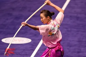 Thúy Vi từng giành HCV thế giới ở bài thương thuật. Ảnh: NGỌC HẢI