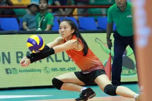 Chủ công Hà Ngọc Diễm là điểm tự để nữ Vĩnh Long tìm cơ hội trụ hạng. Ảnh: NHẬT ANH