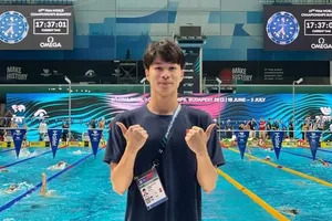 Tuyển thủ Trần Hưng Nguyên tại giải vô địch bơi thế giới 2022. Ảnh: H.N