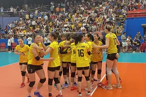 Đội nữ Thái Bình đã có chiến thắng lịch sử tại bán kết để vào chung kết mùa giải 2022. Ảnh: MINH CHIẾN