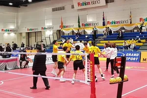 Đội cầu mây nữ (nội dung 4 người) của Việt Nam vui mừng khi có tấm HCV vô địch thế giới 2022. Ảnh: L.T.SƠN