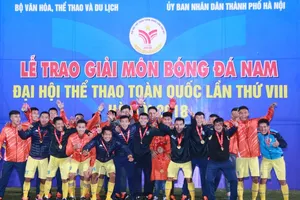 Hà Nội đang là đương kim vô địch bóng đá nam Đại hội thể thao toàn quốc. Ảnh: N.A