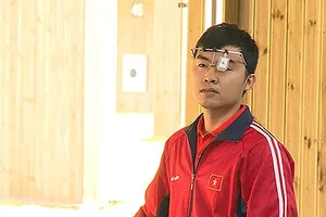 Hoàng Phương là nhà vô địch 10m súng ngắn hơi nam cá nhân tại Đại hội thể thao toàn quốc năm nay. Ảnh: VSSF