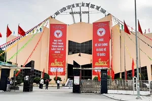 Nhà thi đấu của môn bóng rổ Đại hội thể thao toàn quốc năm nay đã sẵn sàng về cơ sở vật chất phục vụ thi đấu. Ảnh: VBF